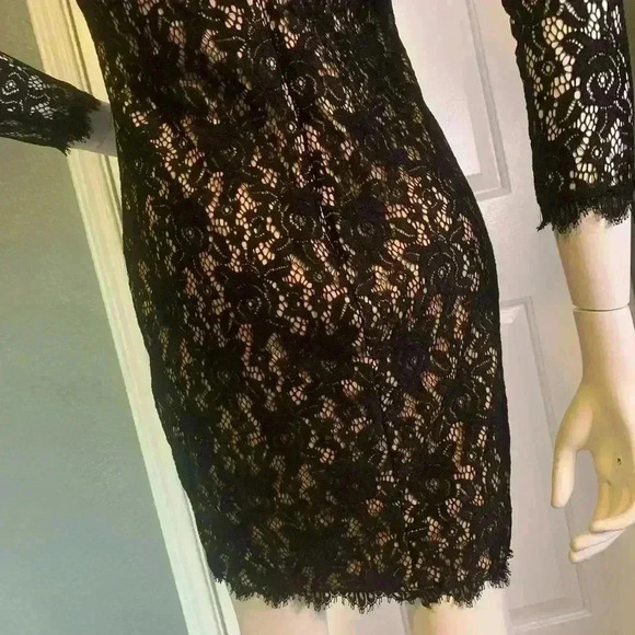 Eliza J Dress Womens 4 Black Lace Overlay Knee Length Event Party Sheath #304 - Picture 10 of 12